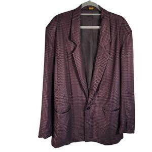 Vtg Cotler Blazer XL Armand IV Purple Black Rayon USA Lined Shoulder Pads